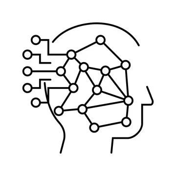 Machine learning big data line icon vector illustration Stock Illustration