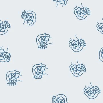 Machine learning big data line seamless pattern Stock Illustration
