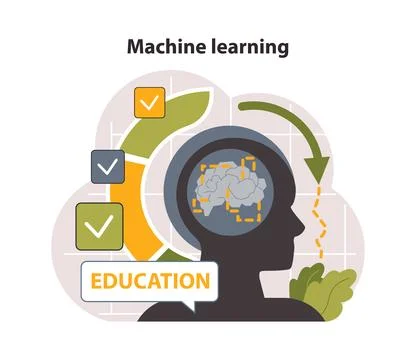 Machine learning. Big data science technology development. Self-learning Stock Illustration