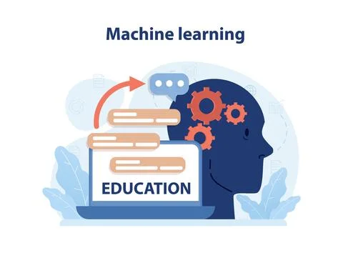 Machine learning. Big data science technology development. Self-learning イラスト素材