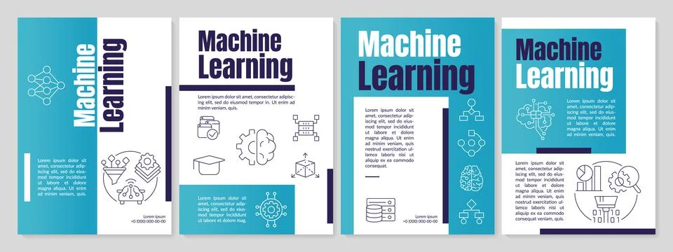 Machine learning blue brochure template イラスト素材