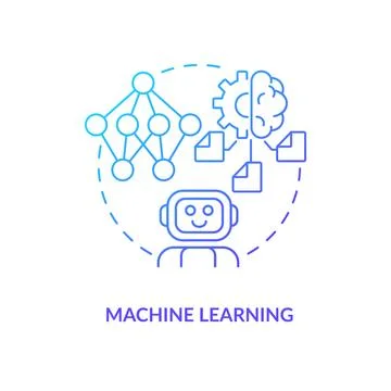 Machine learning blue gradient concept icon Stock Illustration