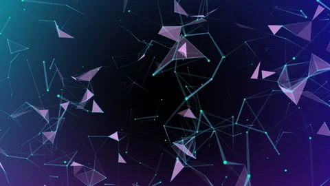 Machine learning. Blue lines, green dots, pink triangles. Plexus Business Stock Footage 89567157
