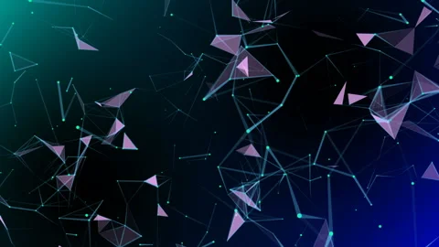 Machine learning. Blue lines, green dots, pink triangles. Plexus Business Stock Footage 89567303