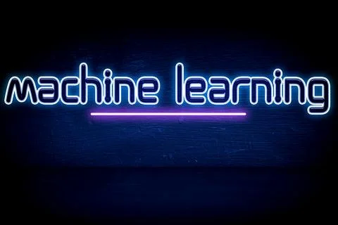 Machine Learning - blue neon announcement signboard イラスト素材