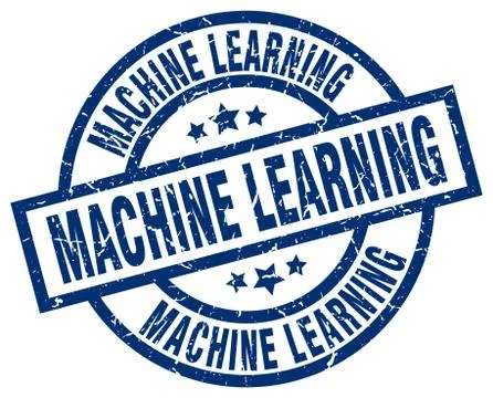 Machine learning blue round grunge stamp Stock Illustration
