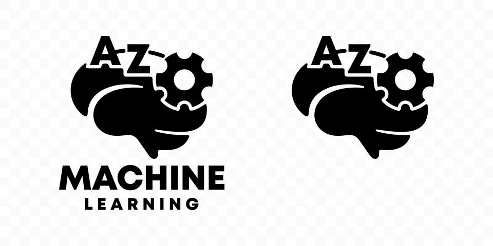 Machine learning, brain, gear or cogwheel, graphic design Stockillustratie