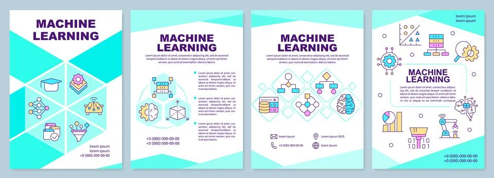 Machine learning brochure template Stock Illustration