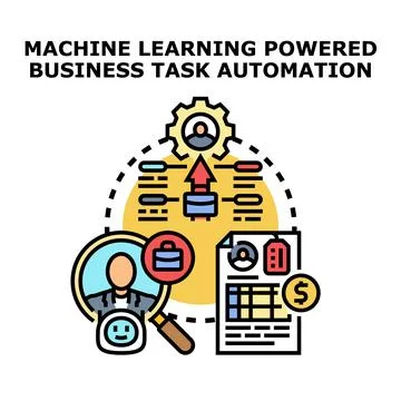 Machine learning business task automation concept illustration Illustrazione stock