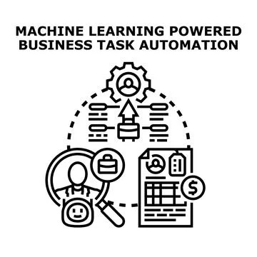 Machine learning business task automation concept illustration Illustrazione stock