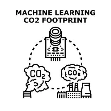 Machine learning carbon dioxide footprint concept Illustrazione stock