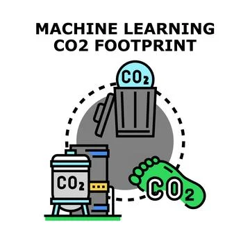 Machine learning carbon footprint impact concept Stock Illustration
