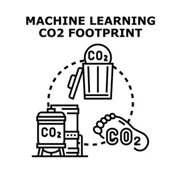 Machine learning carbon footprint impact concept Illustrazione stock