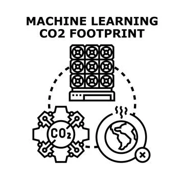 Machine learning carbon footprint impacting global warming 스톡 일러스트