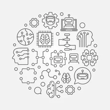 Machine learning circular vector technology illustration Illustrazione stock