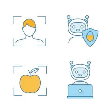 Machine learning color icons set Illustrazione stock