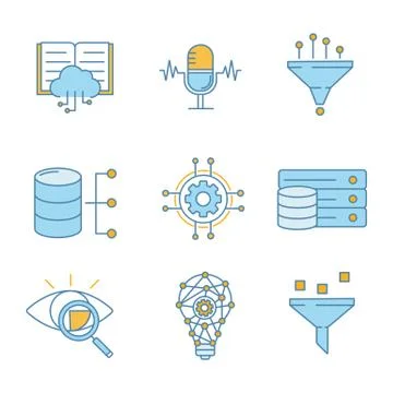 Machine learning color icons set イラスト素材
