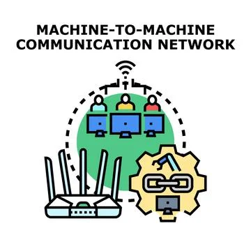 Machine learning communication network connecting devices Stock Illustration