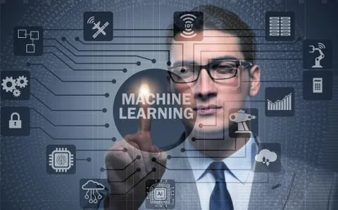 Machine learning computing concept of modern IT technology Stock Photos