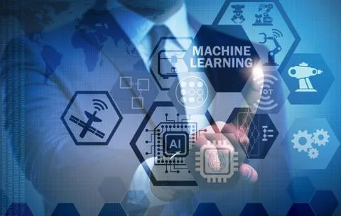 Machine learning computing concept of modern IT technology 库存照片