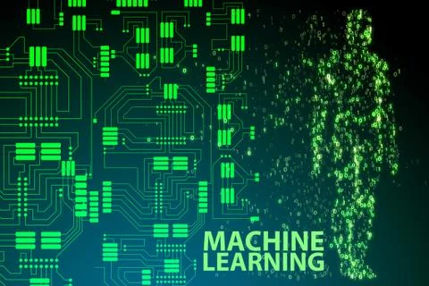 Machine learning concept - 3d rendering Illustrazione stock