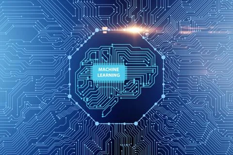 Machine learning concept - 3d rendering Stock Illustration