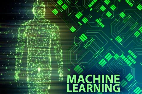 Machine learning concept - 3d rendering Illustrazione stock