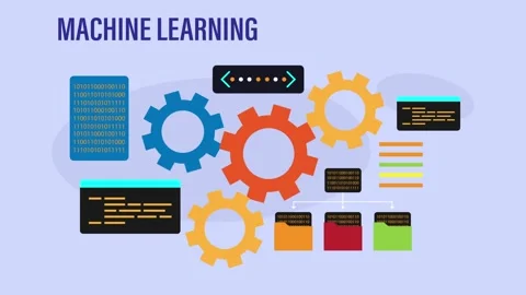 Machine Learning Concept and Data Processing Interlocking Gears cartoon ani.. 스톡 동영상 337954744