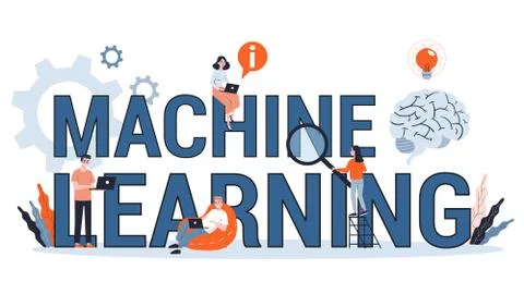 Machine learning concept. Artificial intelligence learning new algorithm Stock Illustration