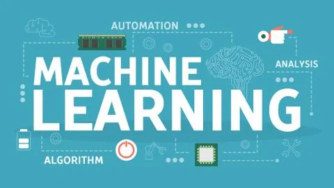 Machine learning concept. Artificial intelligence learning new algorithm Stock Illustration