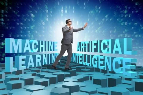Machine learning concept with businessman Foto stock