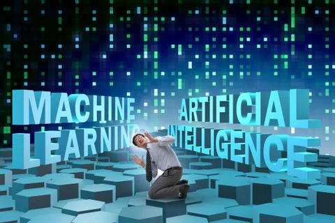 Machine learning concept with businessman 스톡 사진