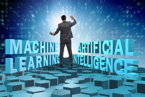 Machine learning concept with businessman Foto stock