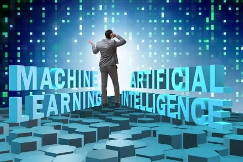 Machine learning concept with businessman 스톡 사진