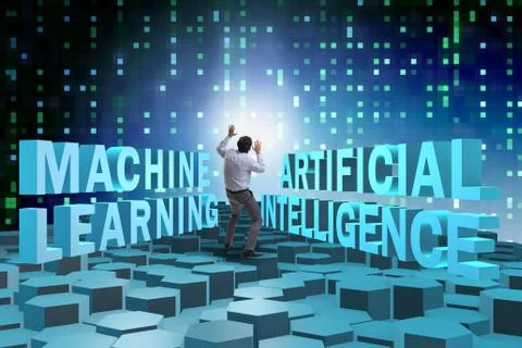 Machine learning concept with businessman Foto stock