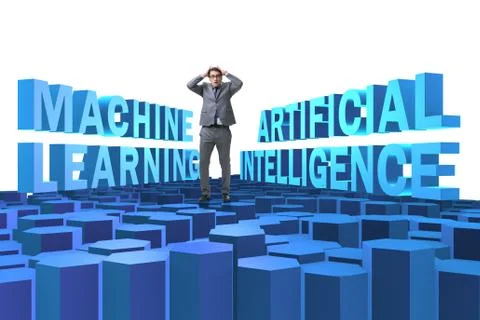 Machine learning concept with businessman Stock Photos
