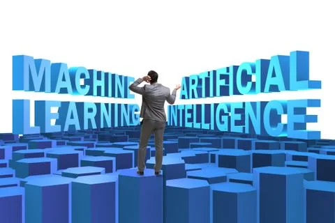 Machine learning concept with businessman 스톡 사진