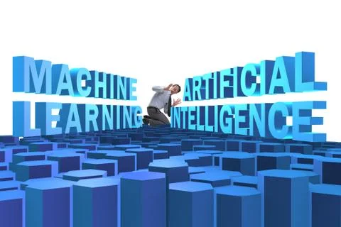 Machine learning concept with businessman Foto stock