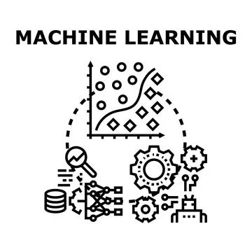 Machine learning concept with data analysis and ai Stock Illustration