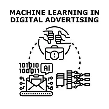 Machine learning concept in digital advertising strategy 스톡 일러스트