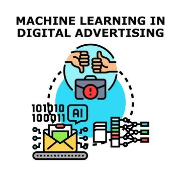 Machine learning concept in digital advertising strategy Stockillustratie
