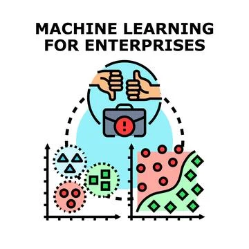 Machine learning concept for enterprise data analysis Ilustración de archivo