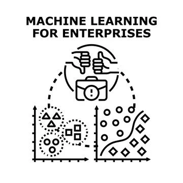Machine learning concept for enterprise data analysis Ilustração Stock