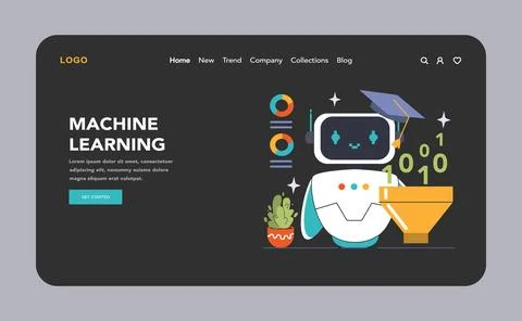 Machine Learning concept. Flat vector illustration Stock Illustration