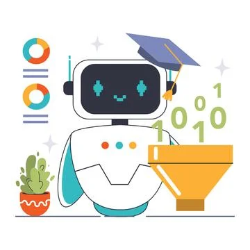 Machine Learning concept. Flat vector illustration Stockillustratie