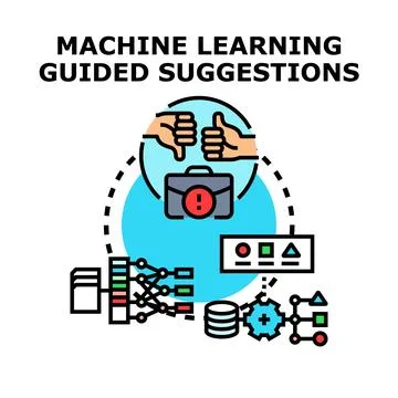 Machine learning concept guiding business process suggestions Stock Illustration