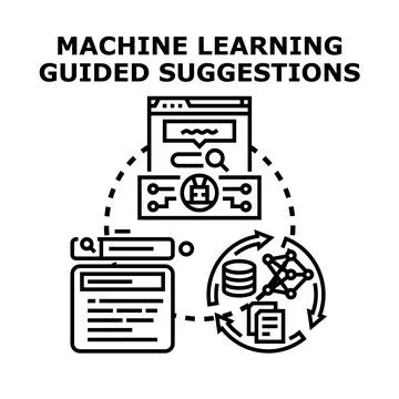 Machine learning concept guiding data analysis suggestions 스톡 일러스트