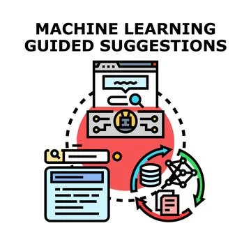 Machine learning concept guiding data analysis suggestions Illustrazione stock
