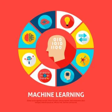 Machine Learning Concept Icons Illustrazione stock