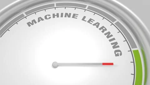 Machine learning concept. Instrument scale with arrow. Colorful infographic Stock Illustration